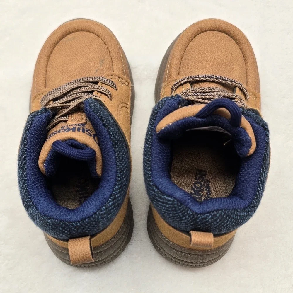 OshKosh Bgosh Doom Toddler Boys Lace Up Moc Toe Sneakers Brown Navy Size 6M
